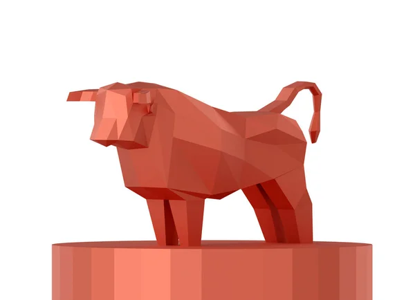 Low Poly Polygonaler Roter Bulle Auf Einem Stativ Symbol Für — Stockfoto
