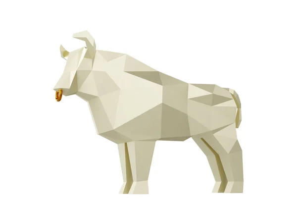 Statuette Simplified Polygonal White Paper Bull Folded Paper Animal Figurine — Stock Photo, Image