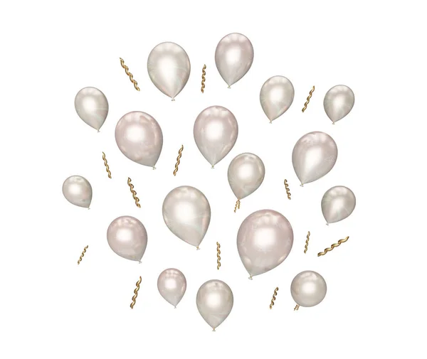 Many Flying Gray Color Shiny Balloons Isolated White Render — Stock Photo, Image