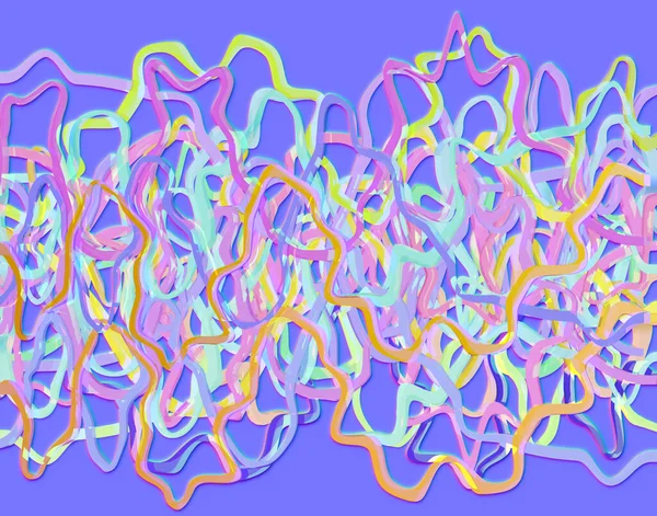 Різнокольорові Хвилясті Вигнуті Заплутані Лінії Фіолетовому Фоні Ілюстрація — стокове фото