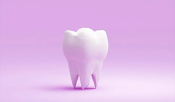 Низький Полігональний Молярний Зуб Рожевому Тлі Ілюстрація — стокове фото