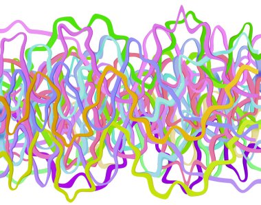 Beyaz arkaplanda çok renkli dalgalı çizgiler, 3d illüstrasyon