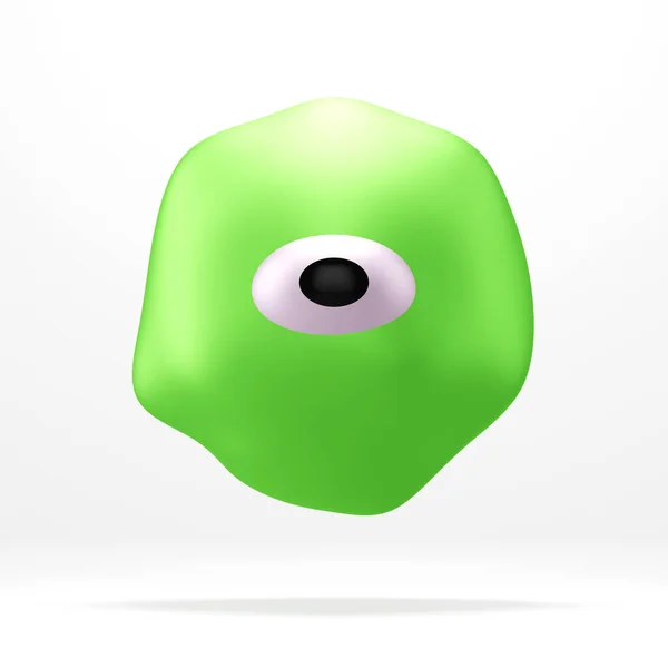 一つの大きな目を持つかわいい緑のモンスター 白に隔離されました 3Dレンダリング — ストック写真