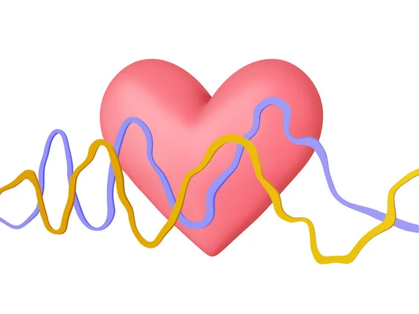 Coração Com Linhas Curvas Cor Ilustração — Fotografia de Stock