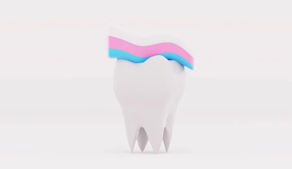 Цеан Білий Здоровий Сильний Молярний Зуб Зубною Пастою Вгору Ілюстрація — стокове фото