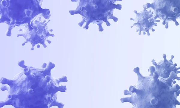 Группа коронавирусов с пустым местом для текста. Фон COVID-19, 3D иллюстрация — стоковое фото