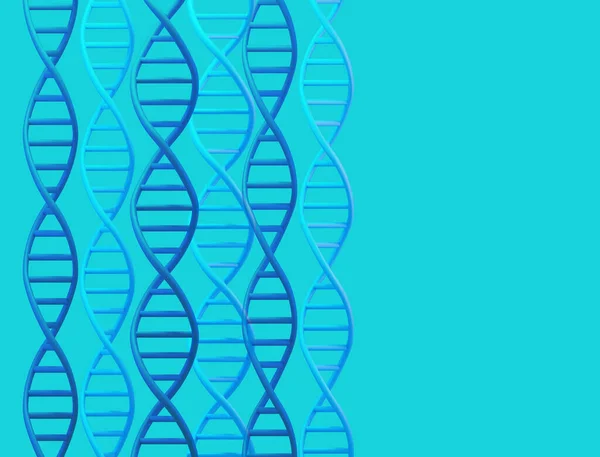 DNA-Moleküle strukturieren sich auf blauem Hintergrund. Wissenschaft und Technologie Konzept, 3D-Darstellung — Stockfoto