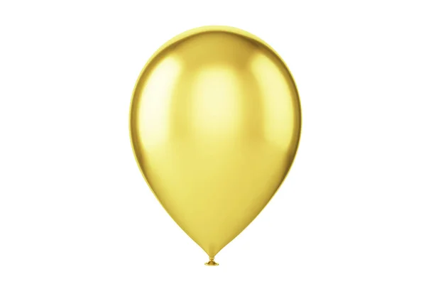 Un globo dorado amarillo de cerca aislado en blanco, 3d renderizado — Foto de Stock