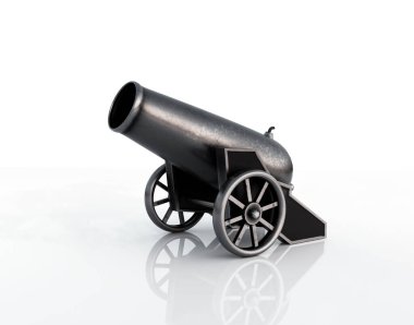 Ancient cannon. 3d Illustration of vintage cannon on white background. Medieval weapon for your design clipart