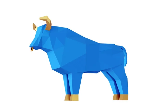 Figura Toro Azul Poligonal Simplificado Símbolo Del Nuevo Año 2021 —  Fotos de Stock
