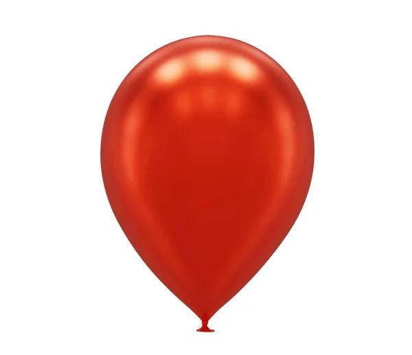 Satu Balon Merah Terang Mengkilap Dekat Terisolasi Pada Putih Render — Stok Foto