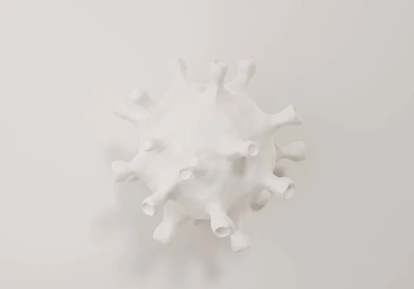 Beyaz Arka Planda Açık Beyaz Koronavirüs Minimal Covid Görüntüleme — Stok fotoğraf