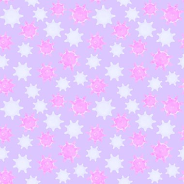 Açık mor virüsler kusursuz kalıplar. Virüslerin tekrarlanan 3d çizimi