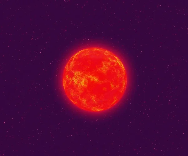 Bintang Katai Merah Dalam Kosmos Ruang Penerbangan Bintang Merah Render — Stok Foto