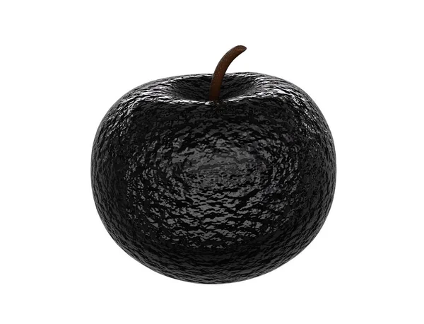 Ένα Μαύρο Κακό Σάπιο Μήλο Κοντά Απομονώνονται Λευκό Καθιστούν — Φωτογραφία Αρχείου