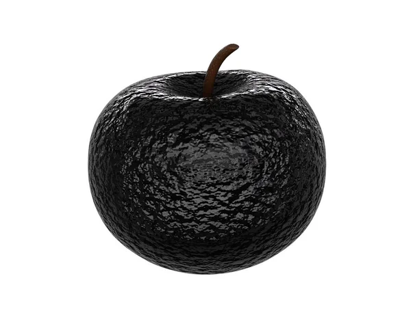 Una Manzana Podrida Negra Cerca Aislada Blanco Render — Foto de Stock