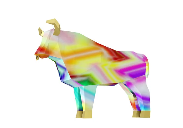 Figurine Από Πολυγωνικό Πολύχρωμο Bull Σύμβολο Του Νέου Έτους 2021 — Φωτογραφία Αρχείου