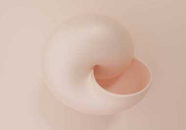Yumuşakçanın bej rengi boş kabuğu, 3D render