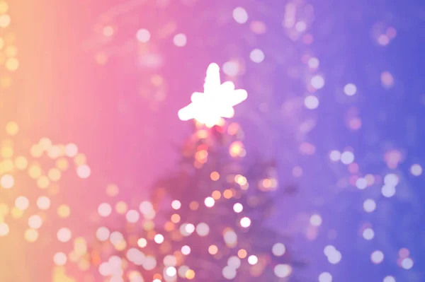 Albero Natale Con Stelle Luci Sfocate Sfondo Tuo Annuncio Poster — Foto Stock