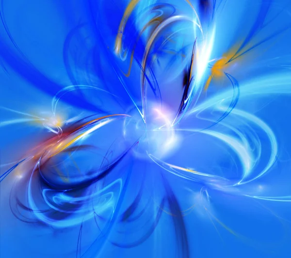 青色の背景にループの抽象的な形状 ビッグバン理論の概念 デジタル フラクタル アート 3Dレンダリング — ストック写真