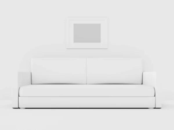 Beyaz Minimalist Kanepe Büyük Çerçeve Boyutlu Resim — Stok fotoğraf