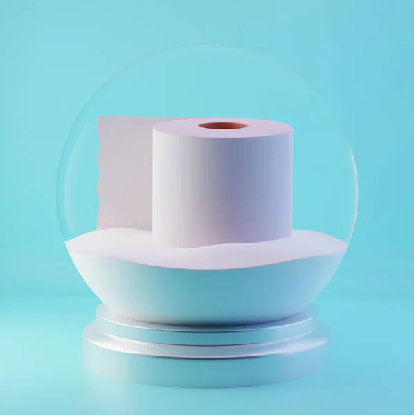 Sebuah Souvenir Transparan Snow Globe Dengan Kertas Toilet Dalamnya Gelombang — Stok Foto