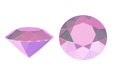 Pembe yakut taş, değerli elmas beyaz üzerine izole edilmiş, 3 boyutlu.