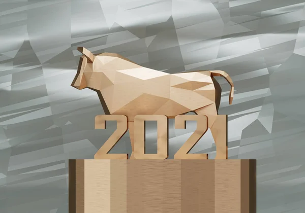 Toro Bronce Metal Soporte Con Número 2021 Símbolo Del Nuevo —  Fotos de Stock