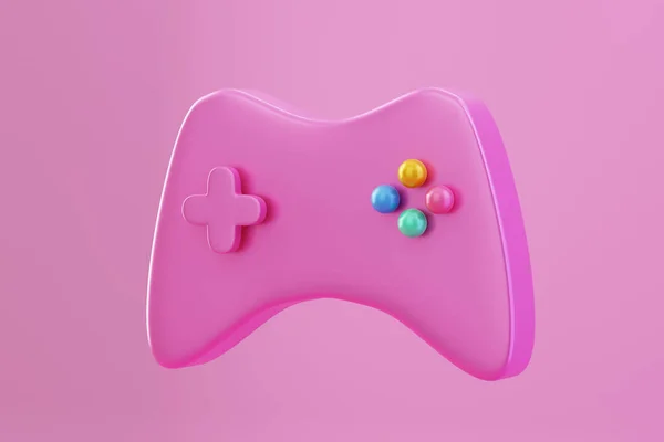 Joystick Jogo Minimalista Bonito Fundo Rosa Conceito Jogos Computador Renderização — Fotografia de Stock