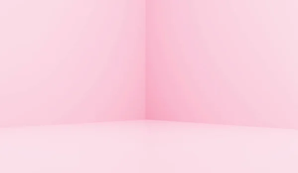 Canto da sala rosa claro no 3d. Fundo rosa, renderização 3d — Fotografia de Stock