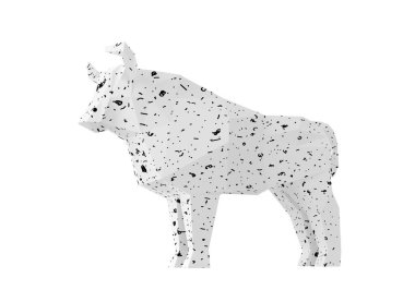 Basitleştirilmiş beyaz kağıt boğa heykeli, benekli, katlanmış kağıt hayvan heykeli, 2021 yılının bir sembolü, 3D