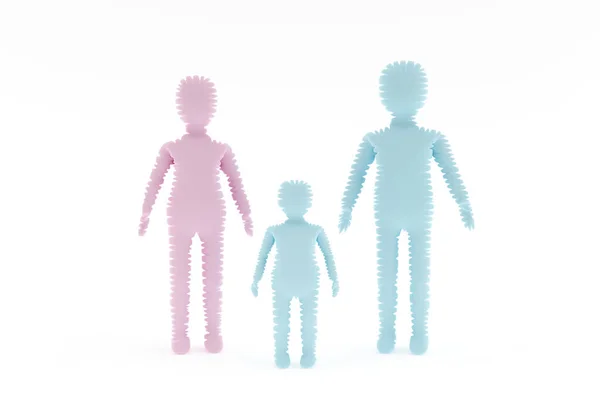 Abstract Stylized Father Mother Son Family Figures Render — Stock Photo, Image