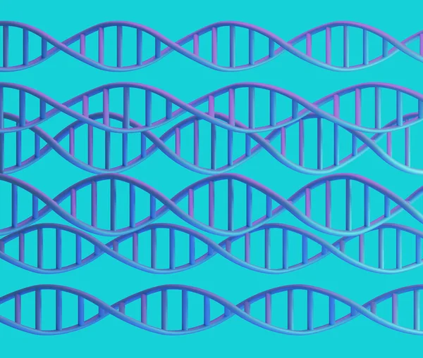 青色の背景に青色のDna分子構造 科学技術の背景 3Dレンダリング — ストック写真