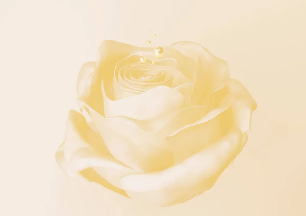 Jedna Elegantní Světle Žlutá Růže Lesklými Korálky Rendering — Stock fotografie