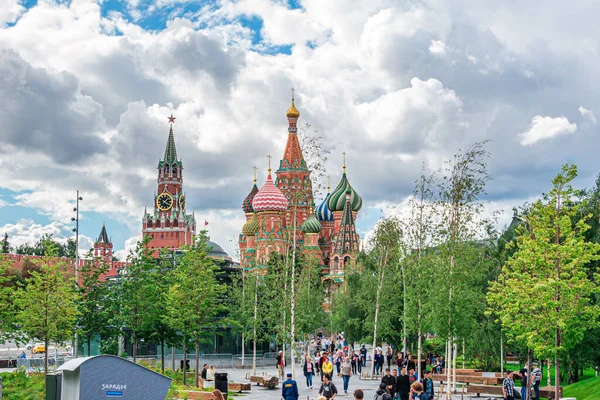 Moskva Rusko Července 2020 Pohled Basilova Katedrála Hlavní Turistická Atrakce — Stock fotografie