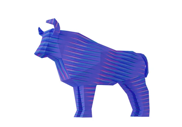 Polygonal Blue Stylized Bull Σύμβολο Του Νέου Έτους 2021 Καθιστούν — Φωτογραφία Αρχείου