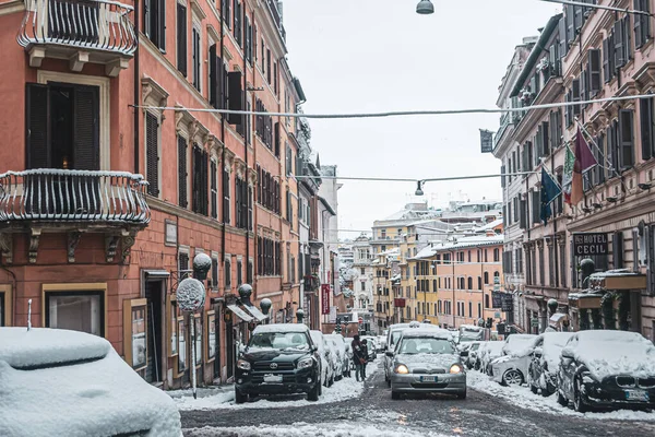 Roma Italia Februari 2018 Sistina Roma Bawah Salju Salju Yang Stok Gambar