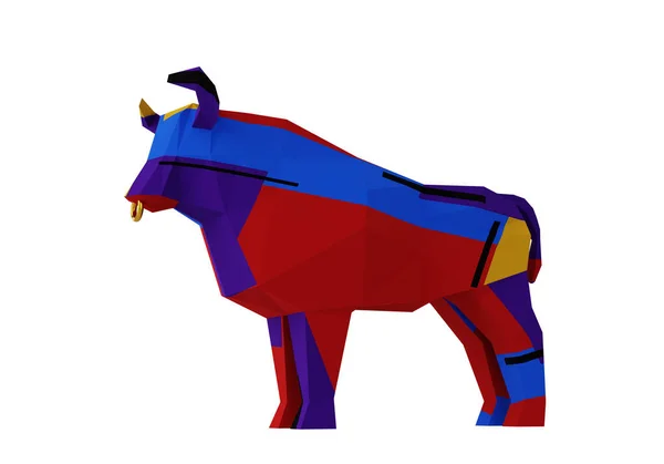 Figura Toro Poligonal Geométrico Multicolor Símbolo Del Nuevo Año 2021 —  Fotos de Stock