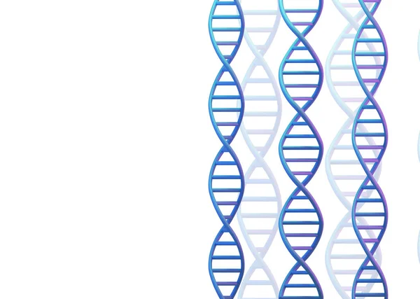 Mavi DNA molekülleri beyaza izole edilmiş. Bilim ve Teknoloji, 3D görüntüleme
