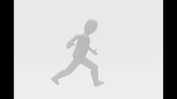 White Man Running Man Hurry White Background Seamless Loop Render — Stock Video