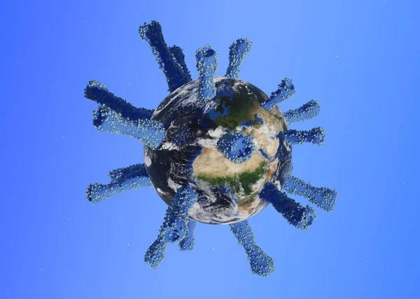 Planète Terre Transforme Virus Covid Attaque Monde Concept Coronavirus Rendu — Photo