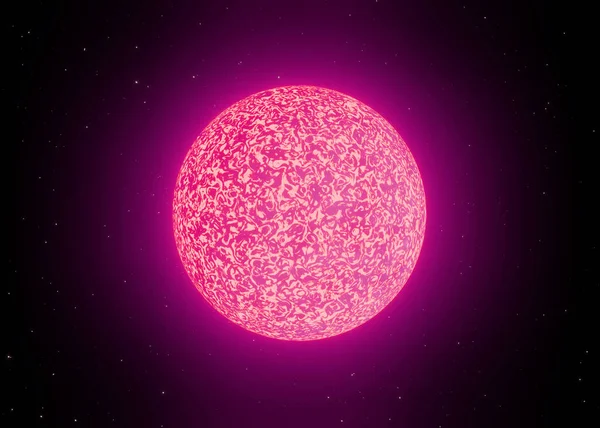 粉红星或宇宙中的行星 飞往恒星的空间飞行 3D渲染 — 图库照片