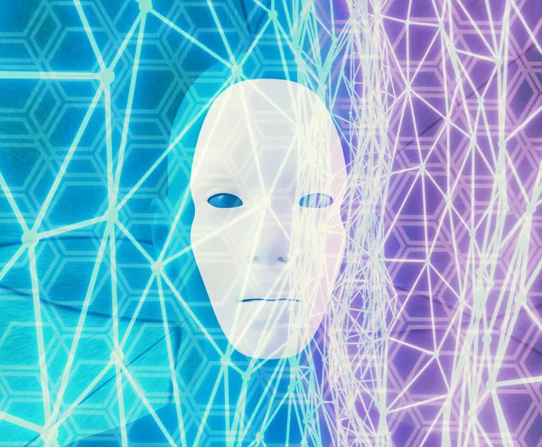 Kunstmatige Intelligentie Robotgezicht Futuristische Achtergrond High Tech Concept Illustratie — Stockfoto