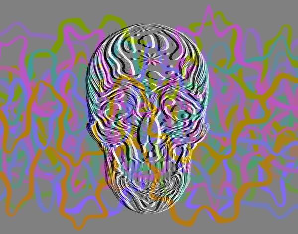Abstract Skull Head with Worms, 3d illustration