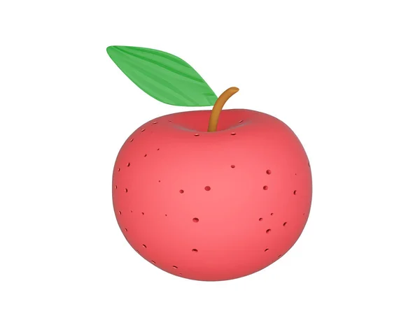 Manzana Roja Con Agujeros Aislados Blanco Render — Foto de Stock