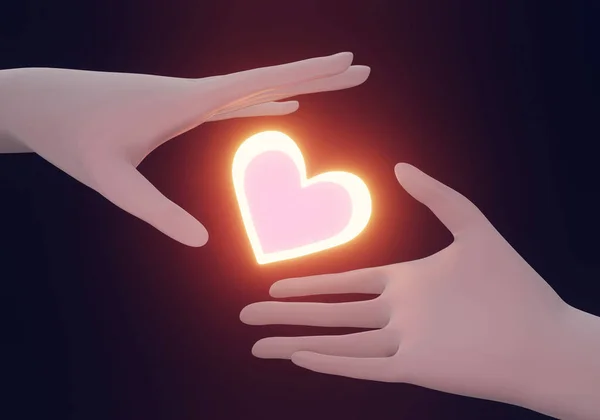 One Person Passes Another Heart Hand Hand Hand Passes Heart — Stock Photo, Image