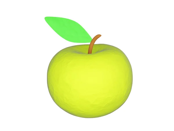 Светло-зеленое яблоко изолировано на белом, 3D рендеринг — стоковое фото