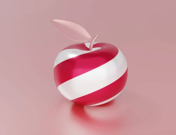 Karamell-Apfel auf rosa Hintergrund, 3D-Render — Stockfoto