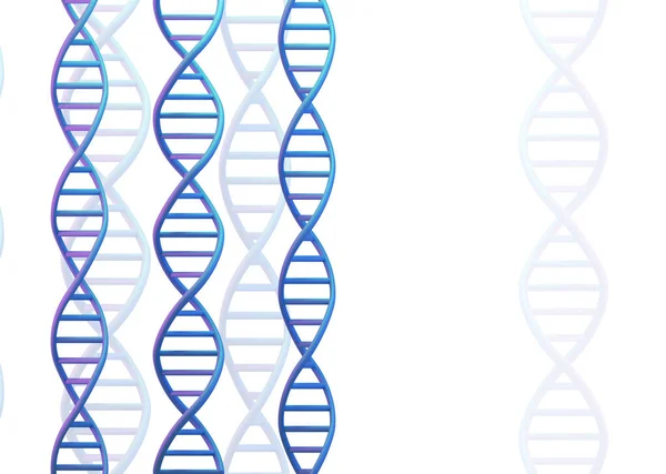 Blå DNA-molekyler strukturerar på vitt. Vetenskap och teknik, 3d render — Stockfoto