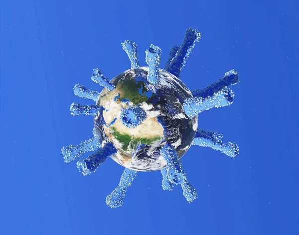 La planète Terre se transforme en coronavirus. Illustration 3D pour coronavirus ou COVID-19 attaquent le monde. Concept d'illustration de virus pour affiche et bannière — Photo